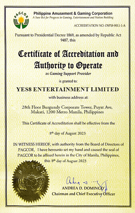 YES8 PAGCOR License
